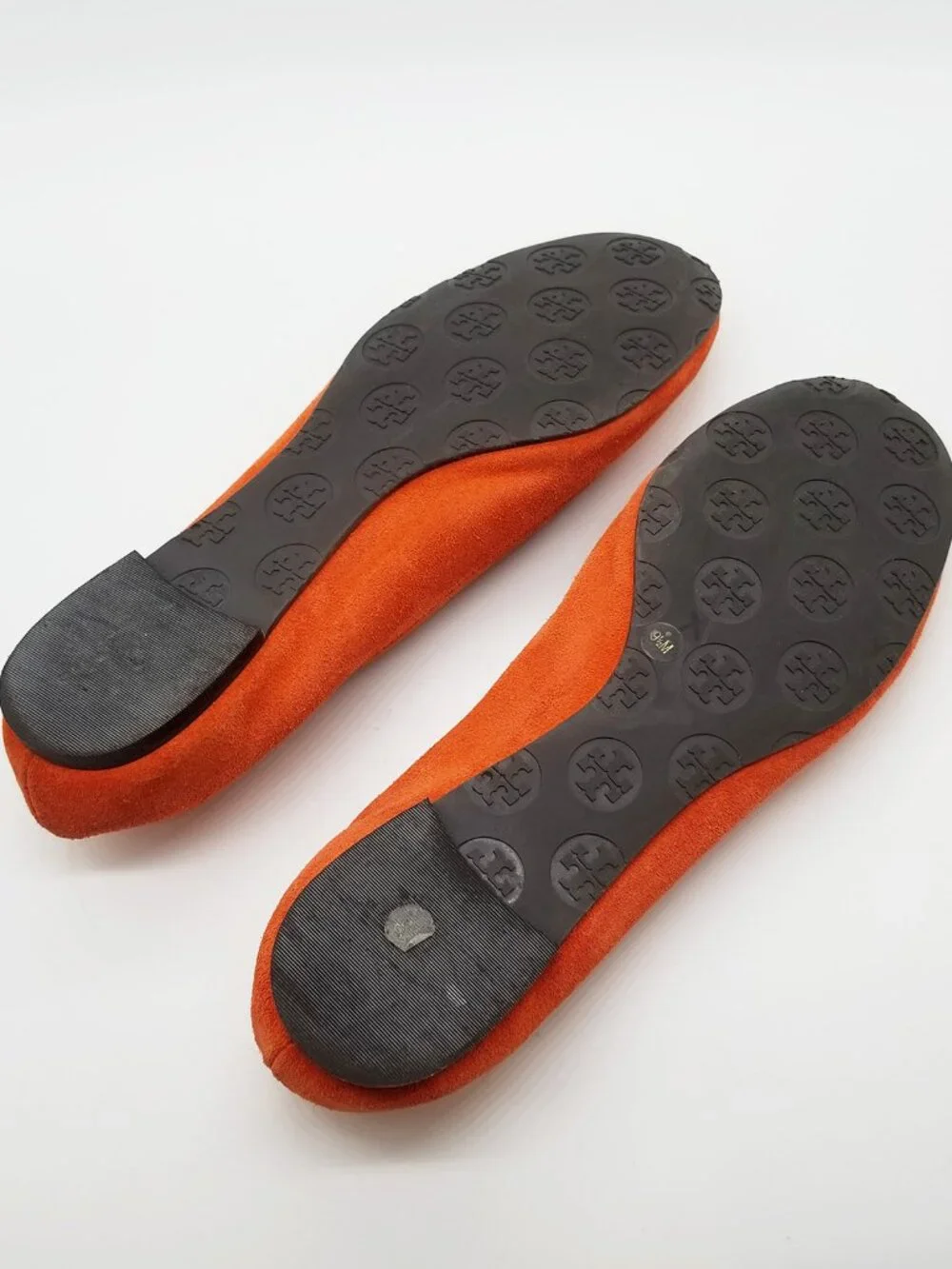 Tory Burch Reva Suede Leather Ballet Flat Orange Size 9.5M Classic Preppy $225 - Picture 11 of 14